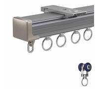 Ultra Thin Gray Aluminium Curtain Rail Track Set - 112in Ceiling or Wall Mount System for Home Office Bathroom Hospital - Sl urable Easy Installation