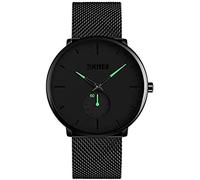 Ultra-Thin Grid Bracelet Men's Watches,Simple Fashion Business Wrist Wristwatch, Analog Quartz 30M Waterproof Two Stitches of Stainless Steel Strip Youth Watchs,Green 234Picturesque