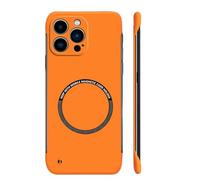 Ultra Thin Hard Pc Magnetic Frameless Case, Compatible with Magsafe and Wireless Charging, for iPhone 16/15/14/13/12/11ProMax (Orange,for iPhone 12)