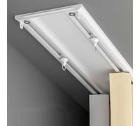 Ultra-Thin Heavy Duty Aluminum Curtain Track - 3.1m (10.2ft) Ceiling Rod for Living Room & Bedroom - White Double Curtain System for Door & Window Curtains