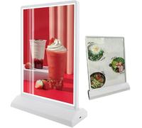 Ultra-thin Indoor Advertising Frame,Rechargeable A4/A5 Size LED Light Box,Tempered Glass Illuminated Poster Display,Advertising Light Box,Table Menu Stand,for Restaurants,Bars,Shops(White,A5)