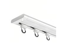 Ultra-Thin Invisible ain Track - Ceiling Mount Single Rail Sturdy for Living Room Bedroom Room Divider Easy Install 200cm/6.5ft (2 x 100cm) - White