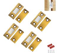 Ultra-Thin Invisible Magnetic Door Stoppers,Punch-Free Magnetic Door Closer,Ultra Thin Magnetic Door Buckle Catch,Stainless Steel Adhesive Drawer Magnets Door Catch (Bronze, 4 Pcs)