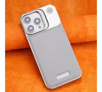 Ultra-Thin Leather Frameless Phone Case - with Stand & Magnetic Function, Slim & Lightweight Soft Shockproof Full Body Protection for iPhone 17 16 15 14 13 Series (Gray, 15promax)