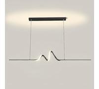 Ultra-thin Linear Pendant Light, Spiral Long Hanging Lamp, Metal Strip Suspension Lamps with White Silicone Lampshade, Modern 22W LED Chandelier, Twisted Dining Room Drop Lights