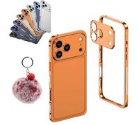 Ultra-Thin Metal Frame Heat Dissipation Case With Lens Protector for iPhone 17/16/15/14/13 Pro Max (for iPhone 17 Pro,Orange)