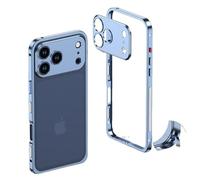 Ultra-Thin Metal Frame Heat Dissipation Case with Lens Protector for iPhone 17 - Advanced Cooling & Maximum Protection (Blue, IPhone 17 Pro)