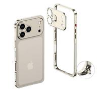 Ultra-Thin Metal Frame Heat Dissipation Case with Lens Protector for iPhone 17 - Advanced Cooling & Maximum Protection (Titanium, IPhone 17 Pro Max)