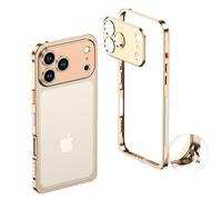 Ultra-Thin Metal Frame Heat Dissipation Case with Lens Protector for iPhone 17 - Advanced Cooling & Maximum Protection (Gold, IPhone 17 Pro Max)