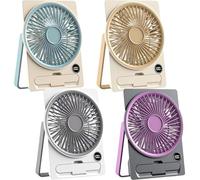 Ultra Thin Mini USB Rechargeable Card Fan, Ultra Slim Card USB Rechargeable Mini Fan, 6 Speeds Portable Pocket Fans with LCD Display & Phone Stand, 180° Tilt Folding Desk Fans (4PCS)