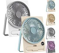Ultra Thin Mini USB Rechargeable Card Fan, Ultra Slim Card USB Rechargeable Mini Fan, 6 Speeds Portable Pocket Fans with LCD Display & Phone Stand, 180° Tilt Folding Desk Fans (2PCS-3)