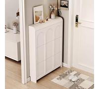 Ultra-Thin Modern Shoe Cabinet Narrow 3-Door Storage for Entryway 70cm W x 38cm H x 24cm D Stylish White Design Perfect for Hallway Use