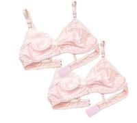 Ultra Thin Natural Silk 2PCS Smooth Double Sided Mulberry Silk Bra Soft Wireless Daily Bralette Support Bras For Women(Pink,L)