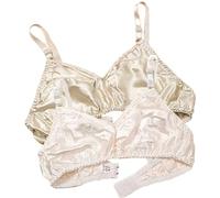 Ultra Thin Natural Silk 2PCS Smooth Double Sided Mulberry Silk Bra Soft Wireless Daily Bralette Support Bras For Women(White Skin,L)