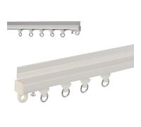 Ultra Thin Noise Free Curtain Rod Track 400cm Self Adhesive Ceiling Wall Mount Ideal for Smooth Drapery Installation & Modern Home Décor White Color.