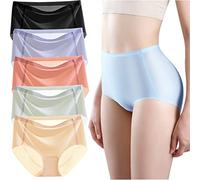 Ultra-thin Non-marking Ice Silk Underwear, Womens Seamless Ice Silk Mid Waisted Breathable Soft Stretchy Panties (A,2XL)