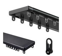 Ultra-thin One-piece Double Curtain Track Ceiling Mount, Aluminum Room Divider Curtain Rail, Double Rails For Curtains & Drapes - Room Dividers - Sliding Curtain Rail For Window(Black,160cm(5.2ft))
