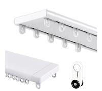 Ultra-thin One-piece Double Curtain Track Ceiling Mount, Aluminum Room Divider Curtain Rail, Double Rails For Curtains & Drapes - Room Dividers - Sliding Curtain Rail For Window(White,320cm(10.5ft))