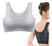 Ultra Thin Plus Size Ice Silk Comfort Bra, Bra Beautiful Back Yoga Bra Breathable Ice Silk Bra with Straps for Women Girls-6XL,Grey