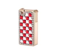 Ultra-thin portable butane lighter windproof metal flip gift for men and women(Red)