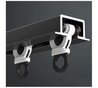 Ultra-Thin Recessed Ceiling Mount Track Set 17ft Cuttable Metal Sliding Rail for Room Dividers & Window Treatments Black Pre-Built Single Rail System