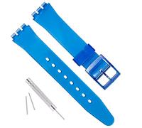 Ultra-thin Replacement Waterproof Silicone Rubber Watch Strap Watch Band for Swatch Skin Series (16mm, Lucency Dark Blue)
