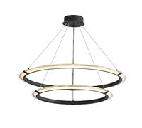 Ultra-Thin Ring Pendant Light, Black Aluminum Hanging Lamp with Acrylic Shade, Round Dining Room Suspension Lamps, Modern LED Chaner - 3 Color Modes, Minimalist Island Lights (40+60CM) Beauty Comes