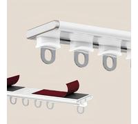 Ultra-Thin Self-Adhesive Curtain Track for Bay Windows - Smooth Sliding Aluminum Rail, No-Drill Installation, 115cm (3.7ft), White Ceiling, Perfect for Inward-Opening Windows