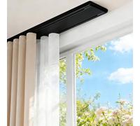 Ultra-Thin Silent Aluminum Double Curtain Tracks for RV & Bedroom Easy Install Ceiling Mount Privacy Partition Rail 50-800 CM Black (180 CM)