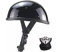 Ultra-Thin Skull Cap Helmets, DOT Approved Low Profile Beanie German Motorcycle Half Helmet, Adult Men Women Half Shell Novelty Small Helmet for Chopper Moped Scooter B,S=(54-56CM)