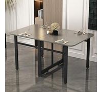 Ultra Thin Solid Wood Folding Dining Table - Expandable Multi-Functional Design for Small Spaces, Perfect for Kitchen, Bedroom, Living Room - Gray & Black, 100cm/39.4in