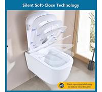 Ultra Thin Square Toilet Seat Soft Close White Quick Release Easy Clean Universal Fit