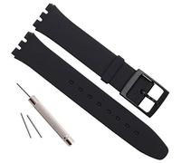 Ultra-Thin Swatch Replacement 16mm Waterproof Silicone Rubber Watch Strap Watch Band (Black)