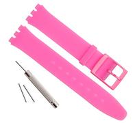 Ultra-Thin Swatch Replacement 16mm Waterproof Silicone Rubber Watch Strap Watch Band (Fuscia)