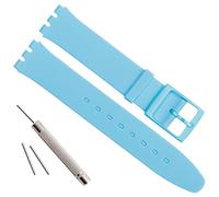 Ultra-Thin Swatch Replacement 16mm Waterproof Silicone Rubber Watch Strap Watch Band (Light Blue)