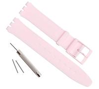 Ultra-Thin Swatch Replacement 16mm Waterproof Silicone Rubber Watch Strap Watch Band (Light Pink)