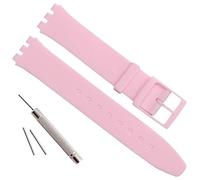 Ultra-Thin Swatch Replacement 16mm Waterproof Silicone Rubber Watch Strap Watch Band (Pink)