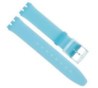 Ultra-Thin Swatch Replacement 16mm Waterproof Silicone Rubber Watch Strap Watch Band (Translucent Blue)