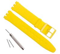 Ultra-Thin Swatch Replacement 16mm Waterproof Silicone Rubber Watch Strap Watch Band (Yellow)