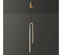 Ultra-Thin U-Shaped Light, Linear Brass Hanging Lamp with Acrylic Shade, Copper Long Strip Suspension Lamps, Modern Led Chandelier - 8W 3 Color Mode, Bedside Drop Lights