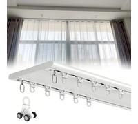 Ultra-Thin Window Track Curtain System, Dual Track Sliding Curtain Rod, Aluminum Alloy Ceiling Track, Easy to Install, for Living Room, Office, Hospital, Bedroom(1.6m/5.24FT(2 * 0.8m))