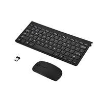Ultra Thin Wireless Keyboard + Mouse Combo, Portable 2.4G Whisper-quiet Compact Computer Accessories For Tablet Laptop Desktop Intelligent Televisions (Black)