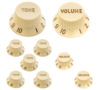 Ultra Universal Strat Knobs Guitar Knobs White 3 Volume 6 Tone Set for Fender Stratocaster ST Style Electric Guitar, Parchment (Yellow)