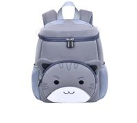Ultra-Waterproof School Backpack - Cute Animal Cat Design Diving Fabric Kids Bags Backpack With Anti Lost Leashes Grey