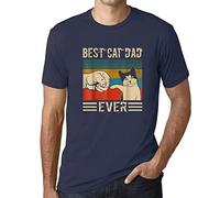 Ultrabasic Men's Graphic T-Shirt Best Cat Dad Ever Fist Bump Eco-Friendly Limited Edition Short Sleeve Tee-Shirt Vintage Birthday Gift Novelty French Navy M
