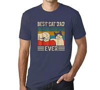 Ultrabasic Men's Graphic T-Shirt Best Cat Dad Ever Fist Bump Eco-Friendly Limited Edition Short Sleeve Tee-Shirt Vintage Birthday Gift Novelty Denim M