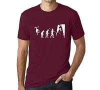 Ultrabasic Men's Graphic T-Shirt Climbing Evolution Eco-Friendly Limited Edition Short Sleeve Tee-Shirt Vintage Birthday Gift Novelty Burgundy XL