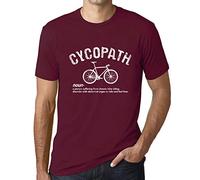ULTRABASIC Men's Graphic T-Shirt Cycopath Cycling Theme Eco-Friendly Limited Edition Short Sleeve Tee-Shirt Vintage Birthday Gift Novelty Burgundy XL