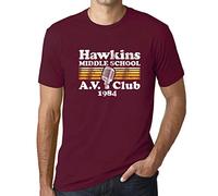Ultrabasic Men's Graphic T-Shirt Hawkins Middle School AV Club Eco-Friendly Limited Edition Short Sleeve Tee-Shirt Vintage Birthday Gift Novelty Burgundy S