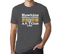 Ultrabasic Men's Graphic T-Shirt Hawkins Middle School AV Club Eco-Friendly Limited Edition Short Sleeve Tee-Shirt Vintage Birthday Gift Novelty Mouse Grey L